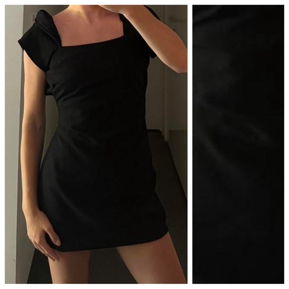 NWT. Zara Black Linen Blend Mini Dress with Balloon Puff Sleeves. Size M. - Picture 2 of 8